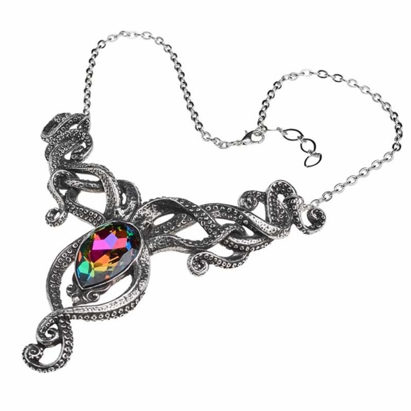 Alchemy Gothic Kraken Necklace Tentacles & Volcano Effect Crystal NWT - Picture 3 of 9